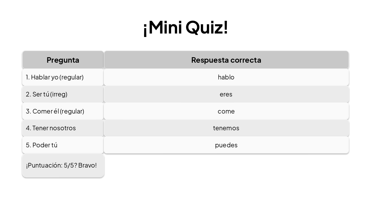 Slide 18 - ¡Mini Quiz!