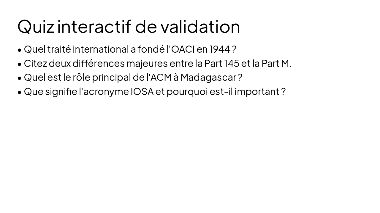 Slide 15 - Quiz interactif de validation