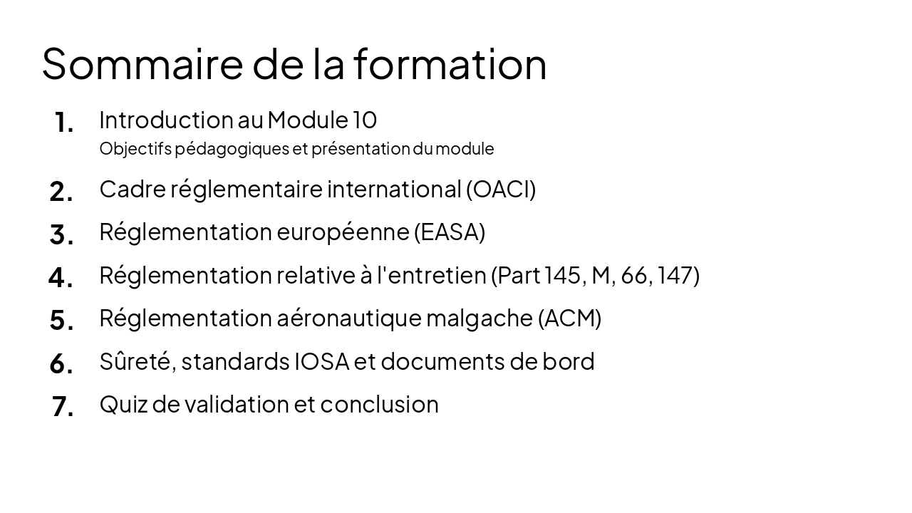 Slide 2 - Sommaire de la formation