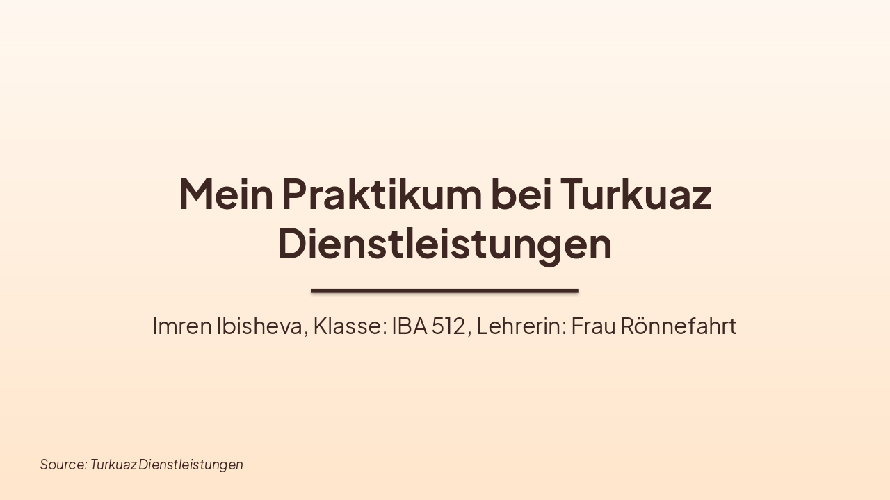Mein Praktikum bei Turkuaz Dienstleistungen