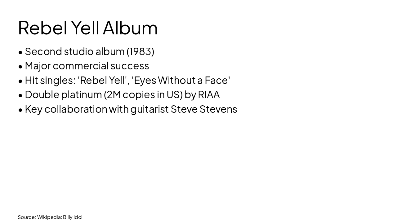 Slide 5 - Rebel Yell Album