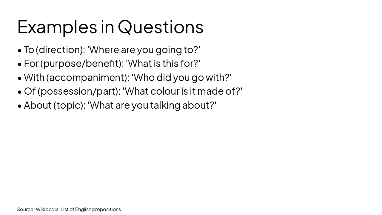 Slide 7 - Examples in Questions