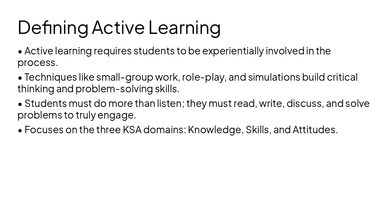 Slide 6 - Defining Active Learning