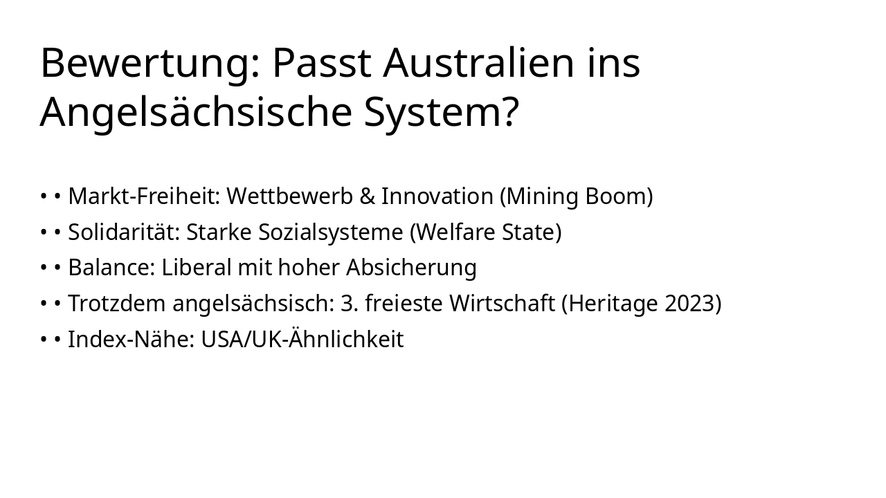 Slide 5 - Bewertung: Passt Australien ins Angelsächsische System?