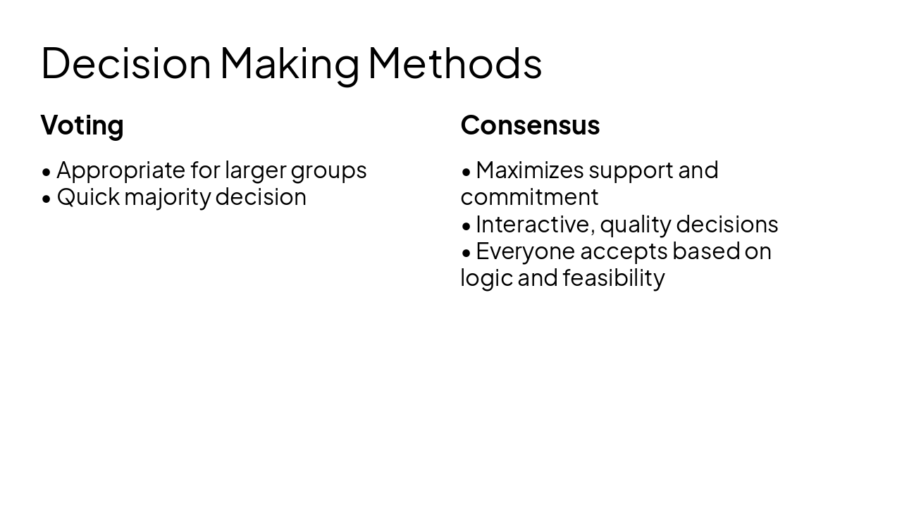 Slide 18 - Decision Making Methods