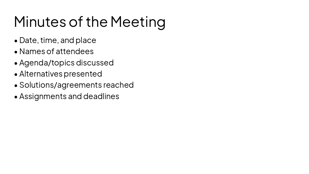 Slide 16 - Minutes of the Meeting