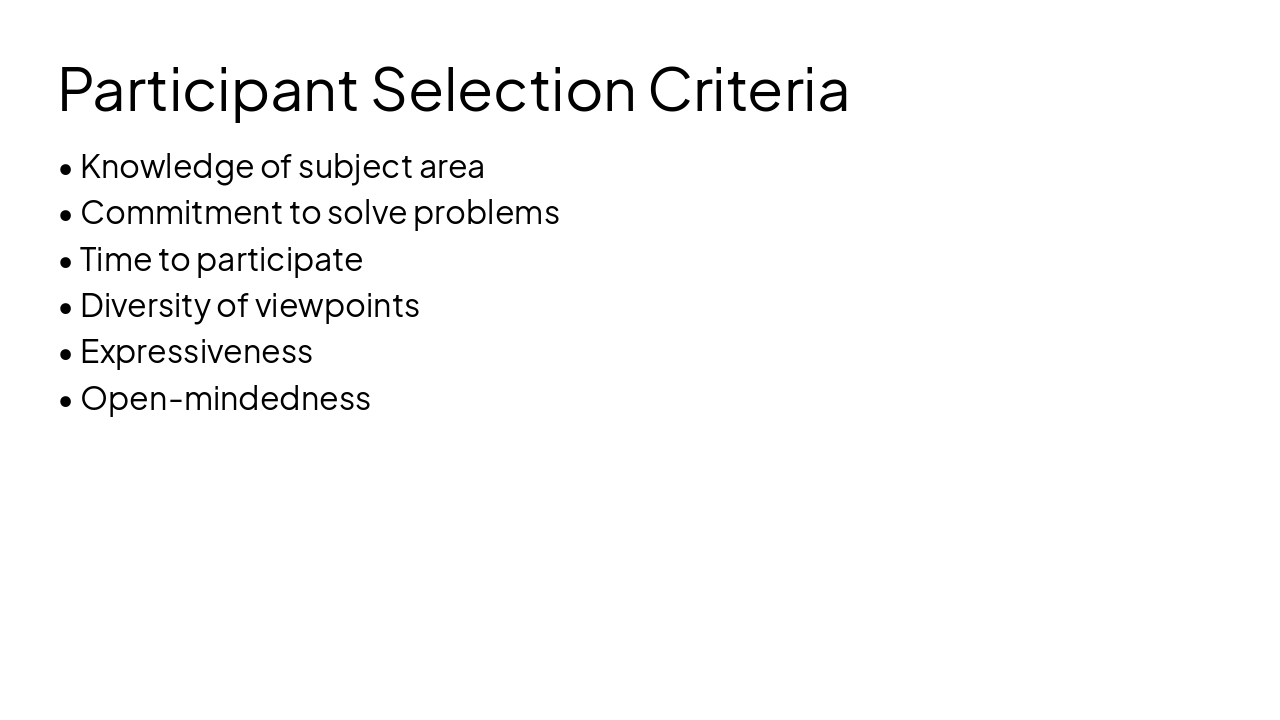 Slide 11 - Participant Selection Criteria