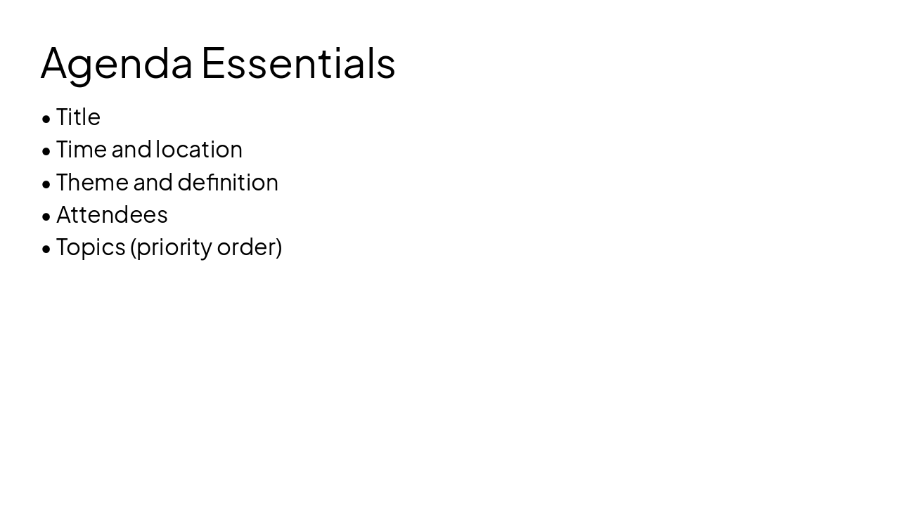 Slide 10 - Agenda Essentials