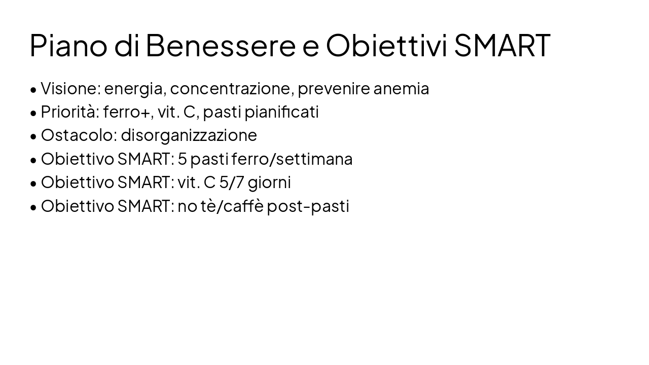 Slide 4 - Piano di Benessere e Obiettivi SMART