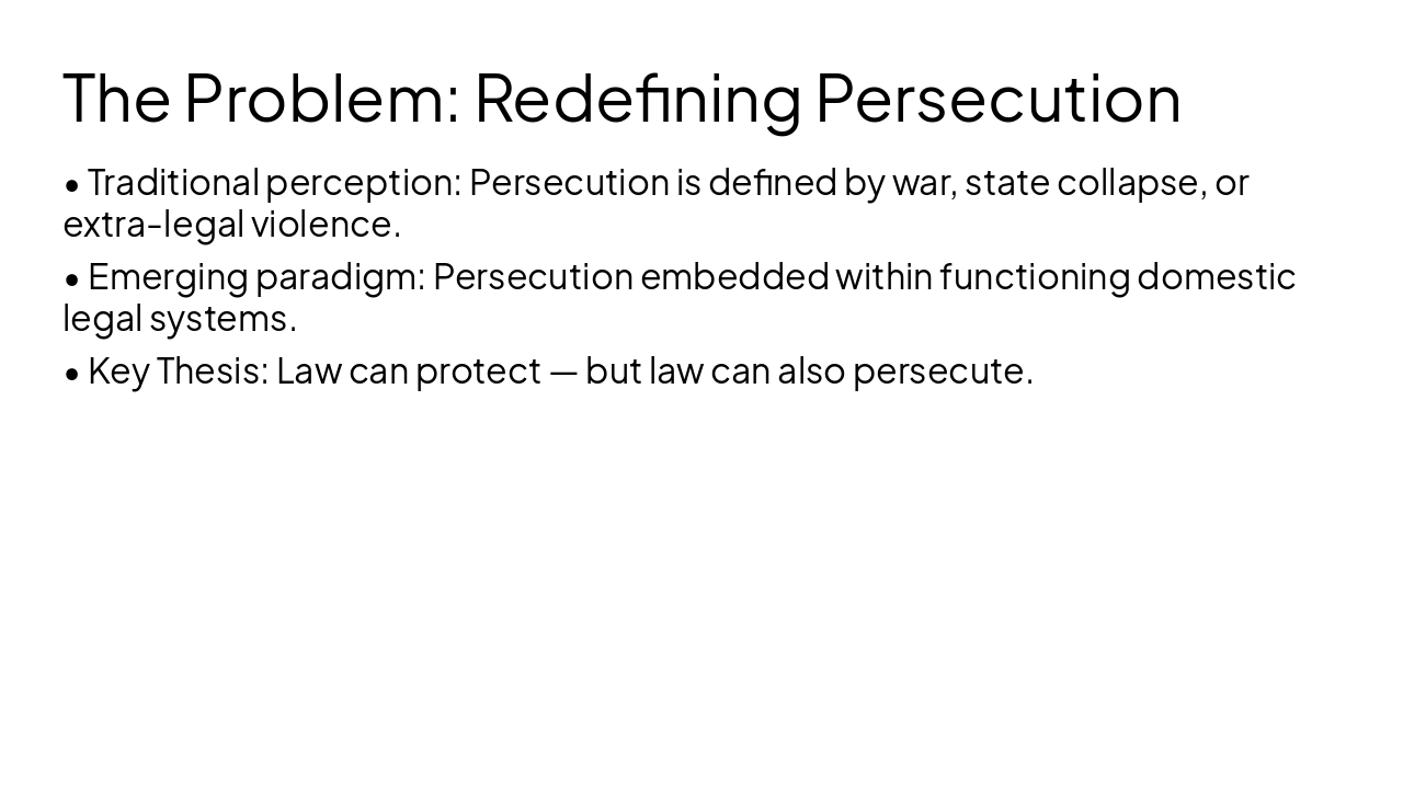 Slide 3 - The Problem: Redefining Persecution