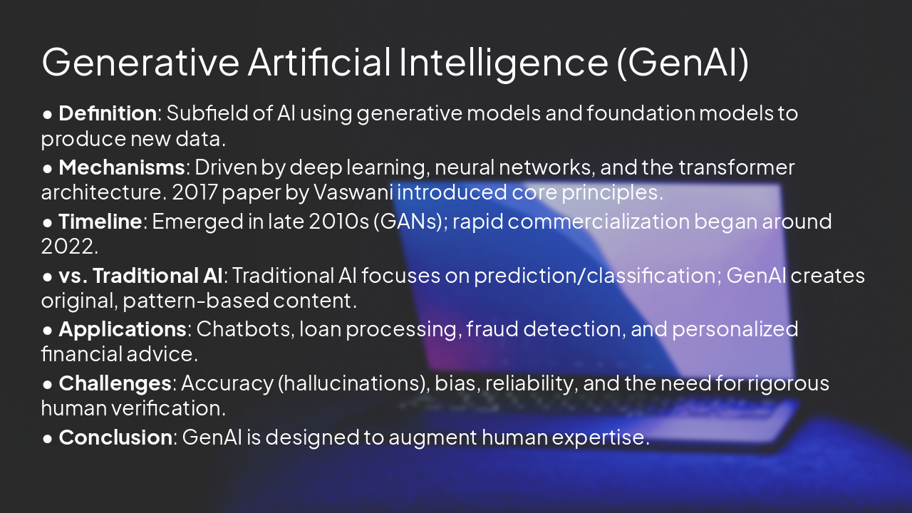Slide 1 - Generative Artificial Intelligence (GenAI)