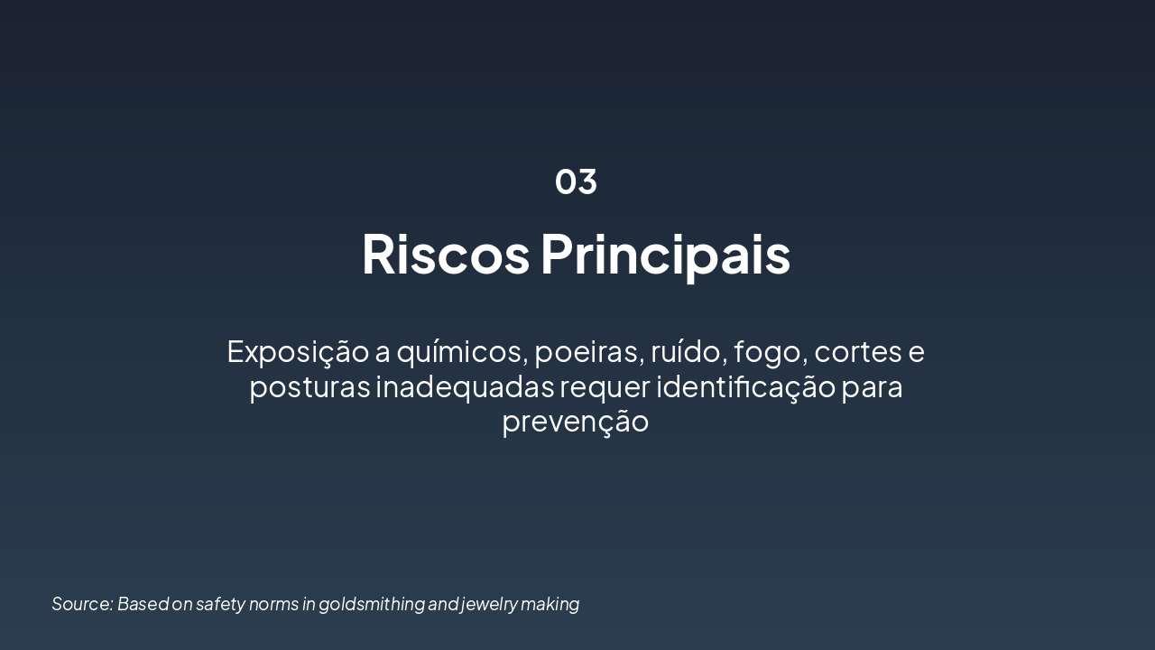 Slide 3 - Riscos Principais na Ourivesaria