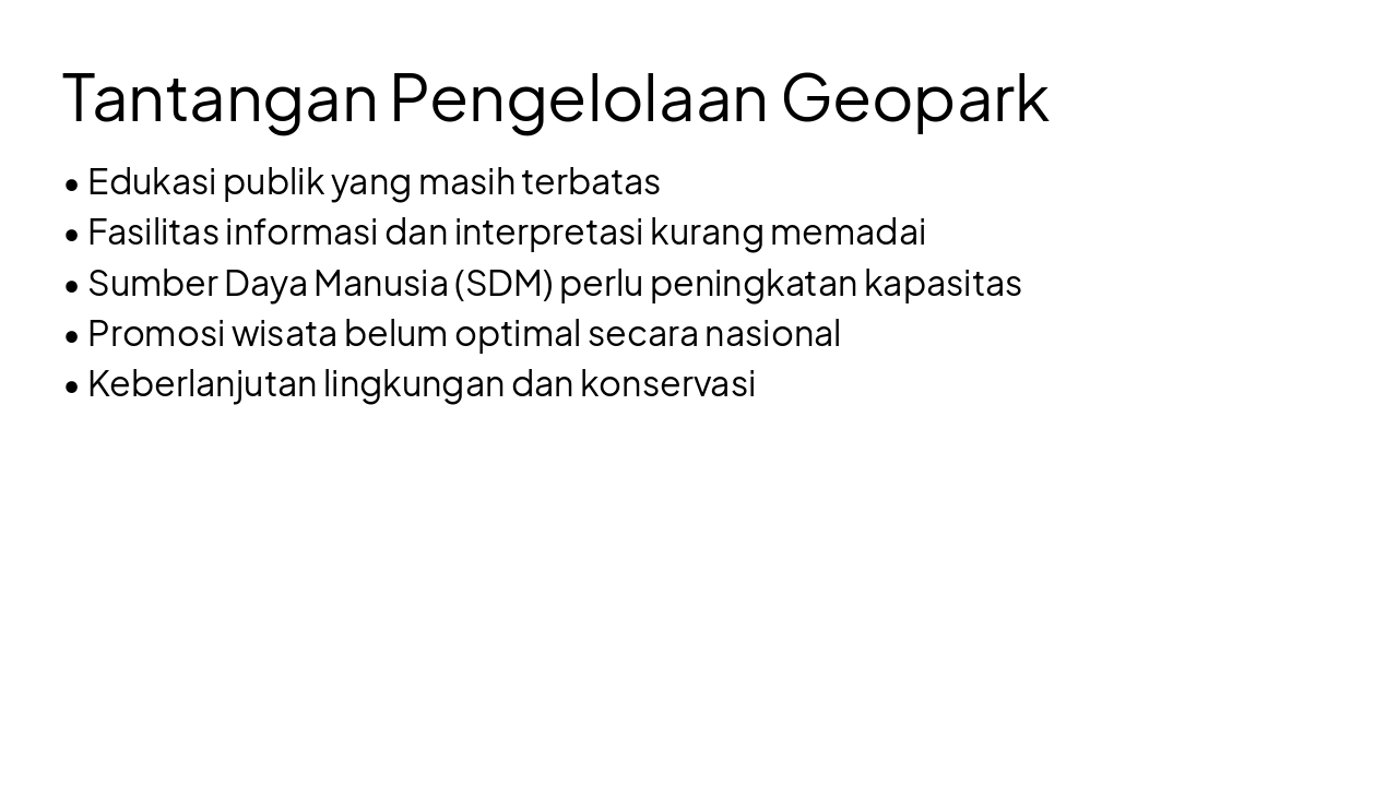 Slide 5 - Tantangan Pengelolaan Geopark