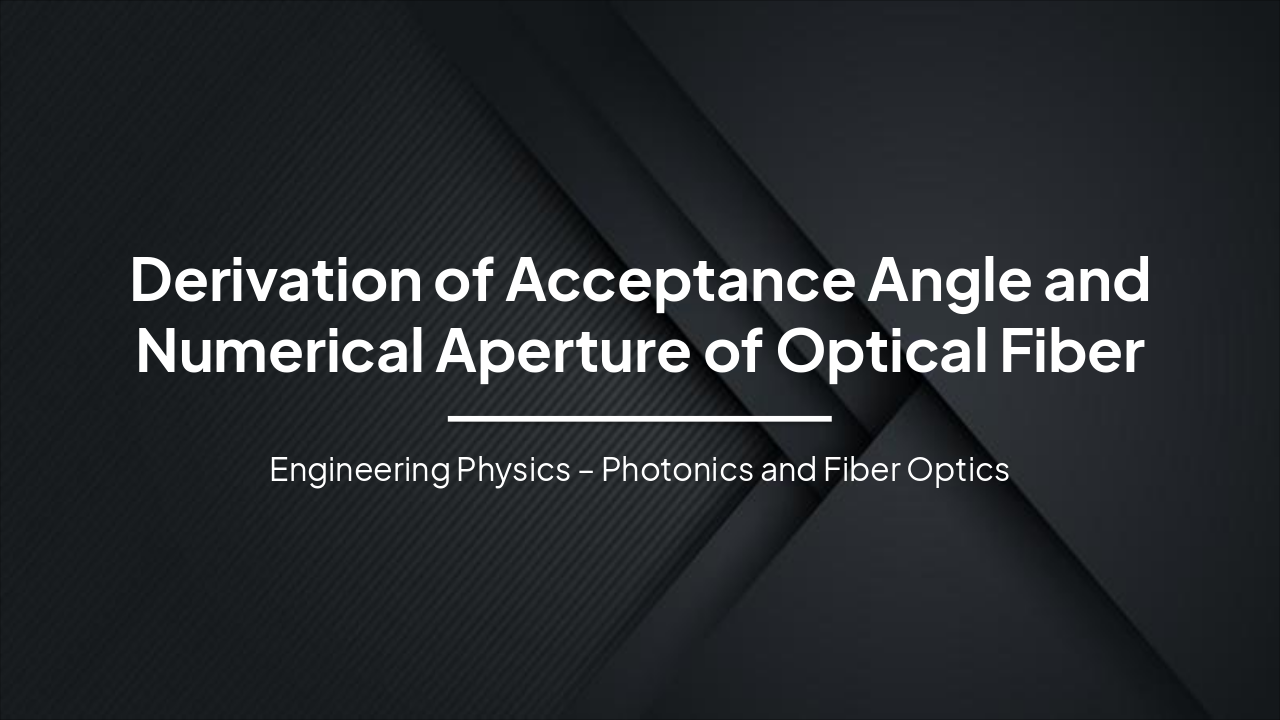 Slide 1 - Derivation of Acceptance Angle and Numerical Aperture of Optical Fiber
