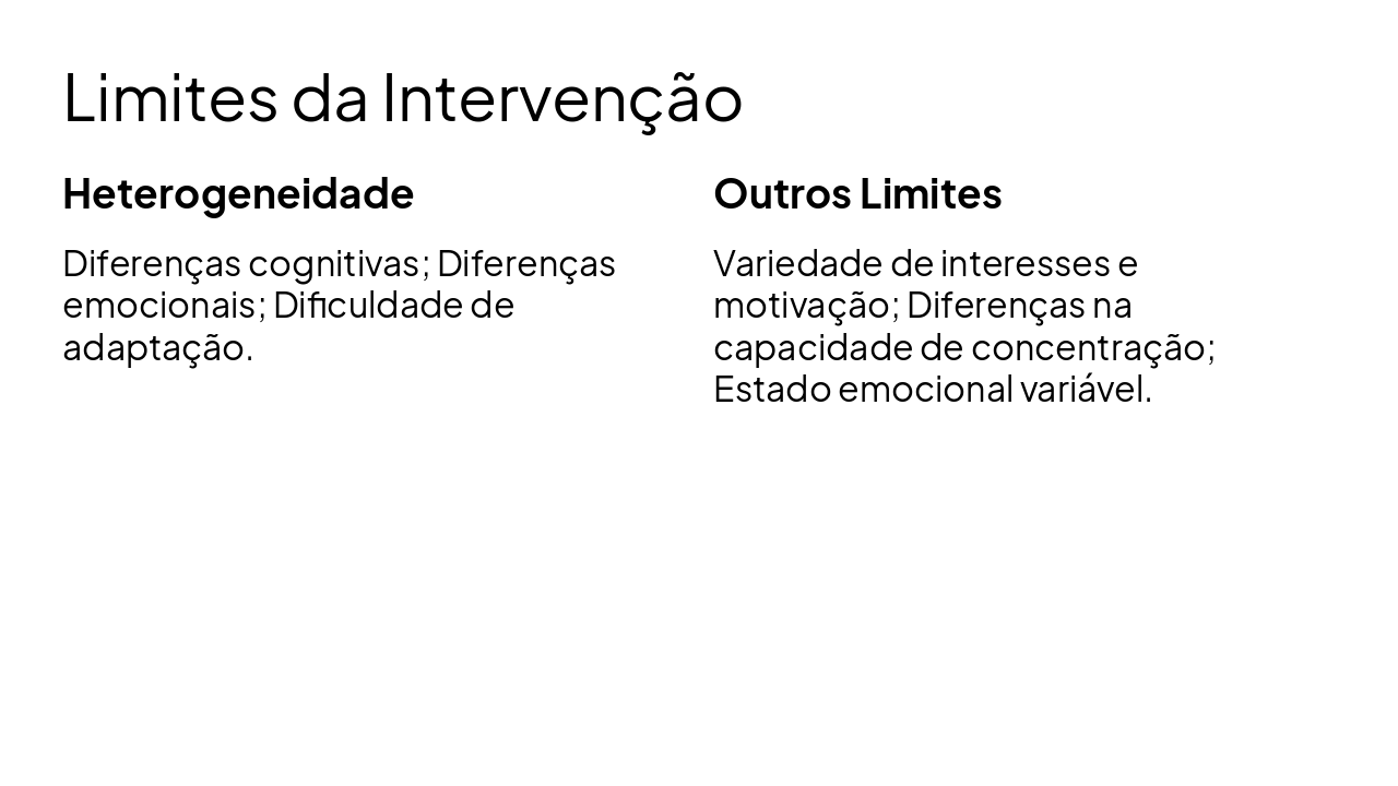 Slide 13 - Limites da Intervenção