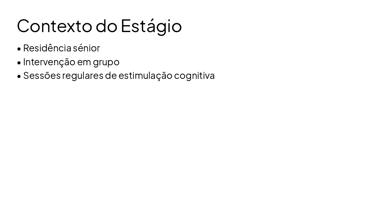 Slide 3 - Contexto do Estágio