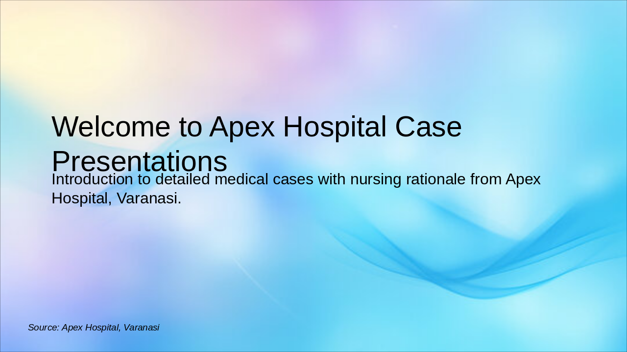 Slide 1 - Welcome to Apex Hospital Case Presentations