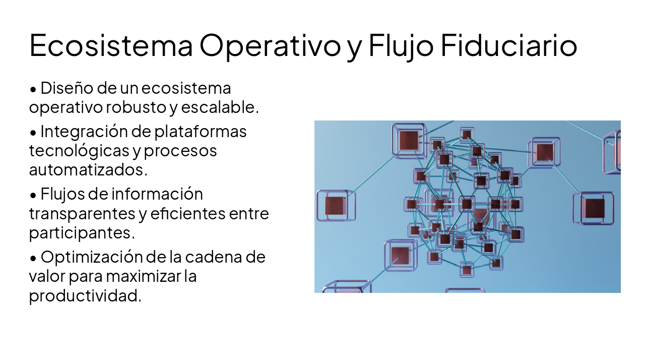 Slide 8 - Ecosistema Operativo y Flujo Fiduciario