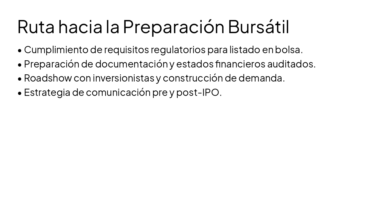 Slide 18 - Ruta hacia la Preparación Bursátil