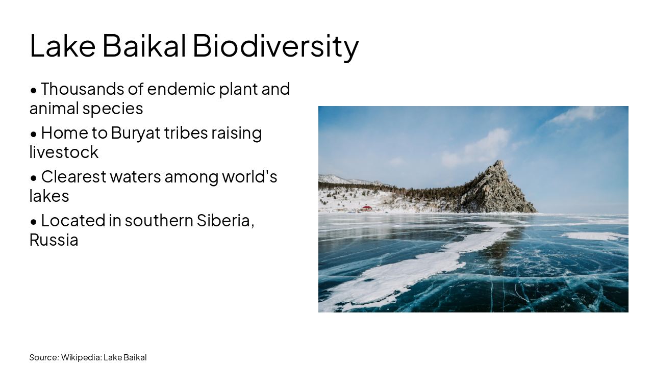 Slide 9 - Lake Baikal Biodiversity