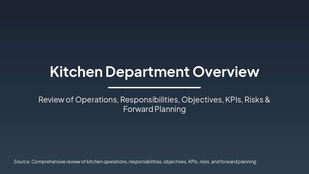 Slide 1 - Kitchen Department Overview