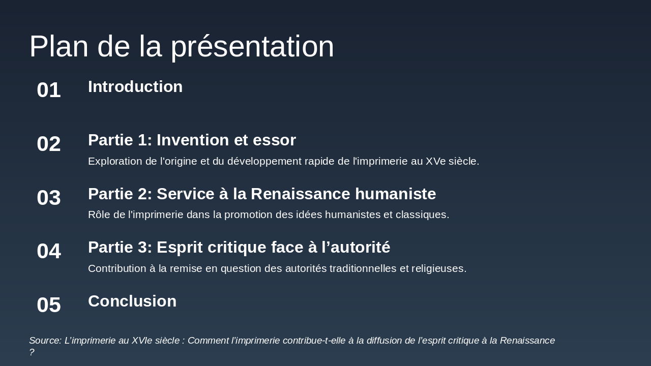 Slide 2 - Plan de la présentation