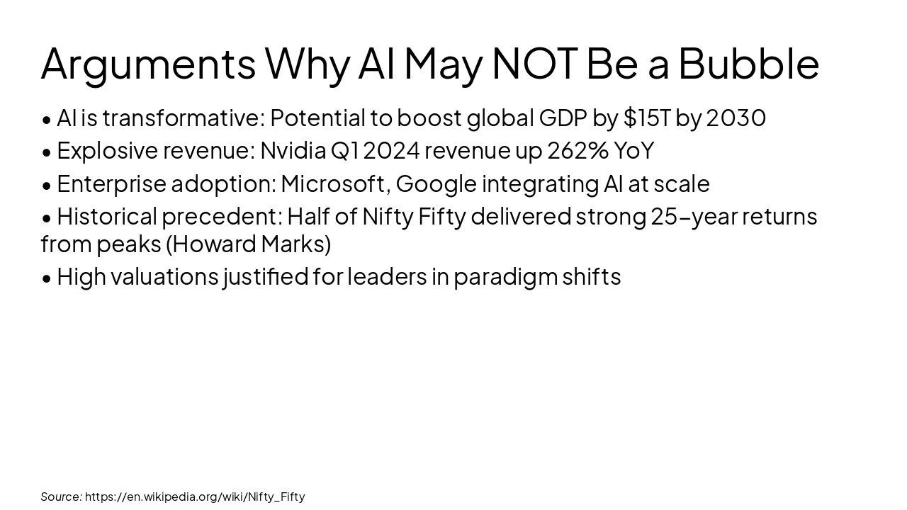 Slide 8 - Arguments Why AI May NOT Be a Bubble