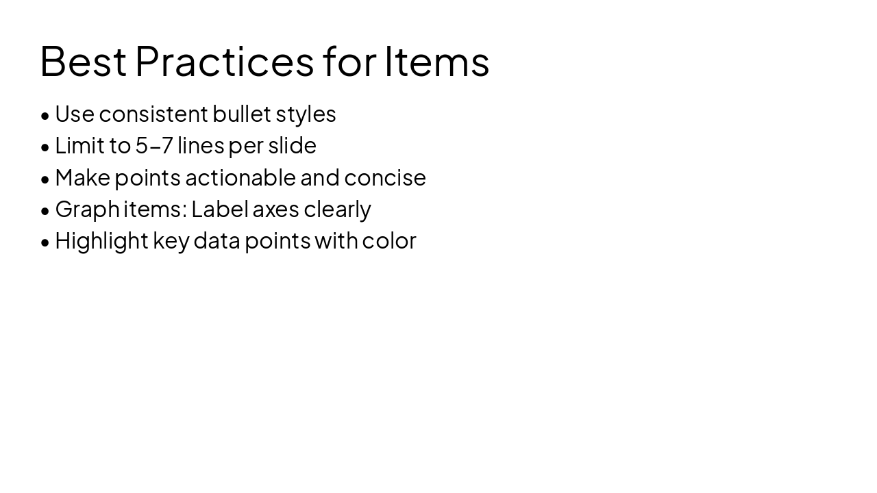 Slide 6 - Best Practices for Items