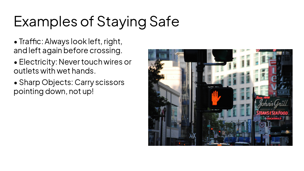 Slide 5 - Examples of Staying Safe