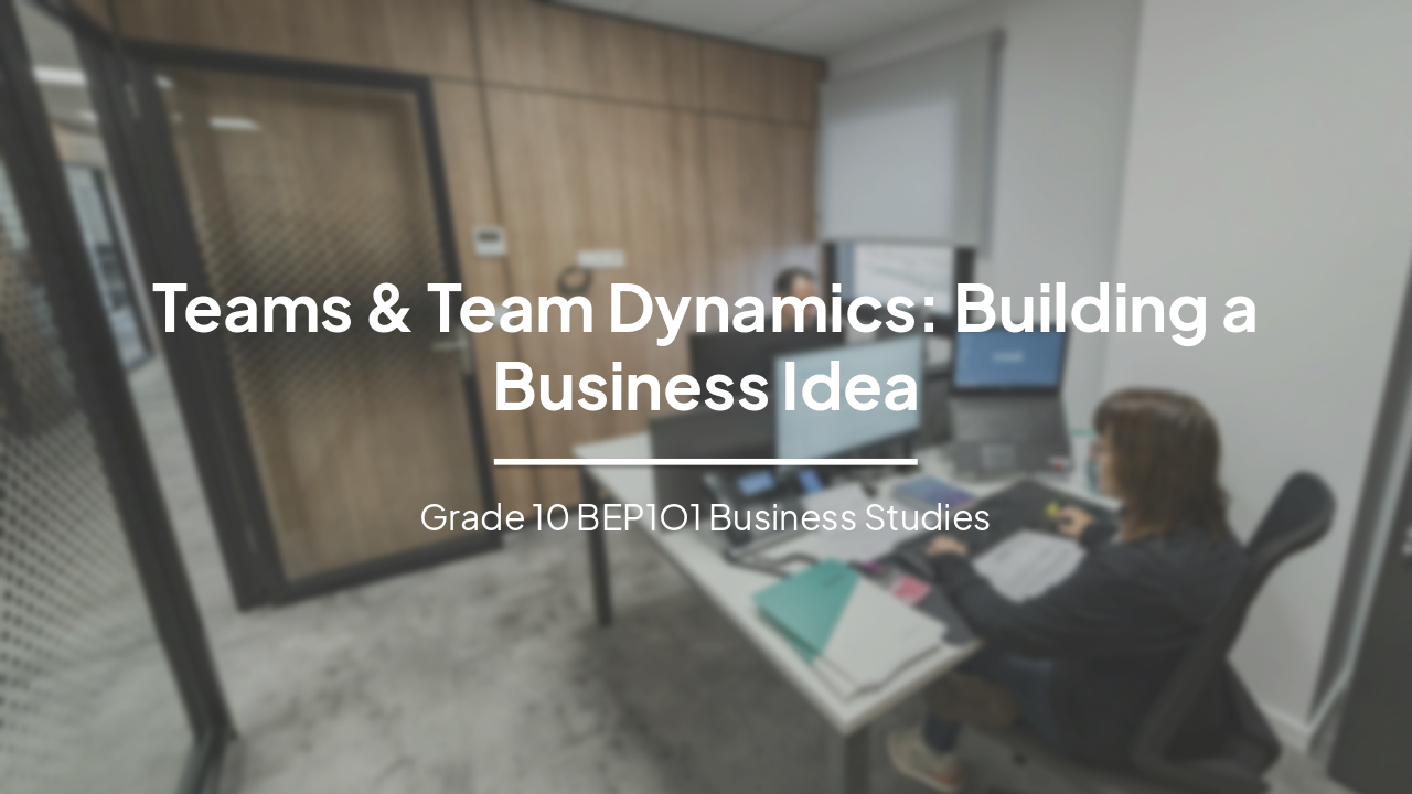 Teams & Team Dynamics: Building a Business Idea