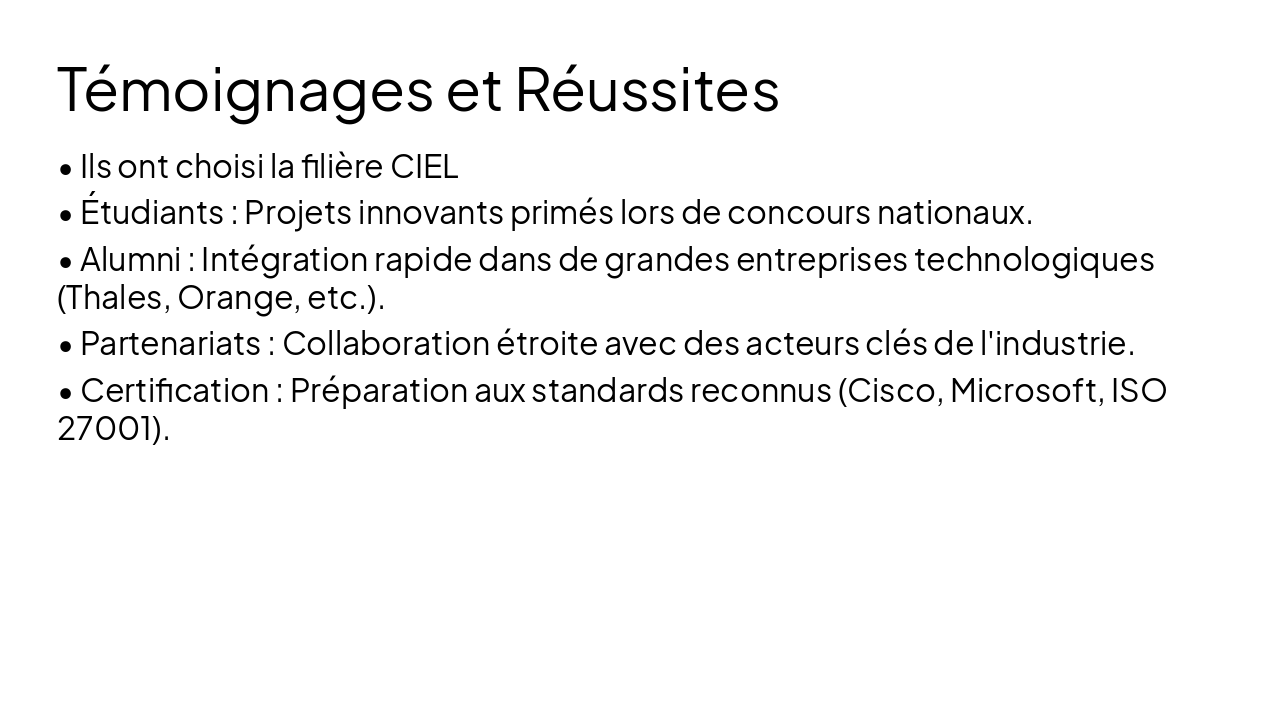 Slide 5 - Témoignages et Réussites