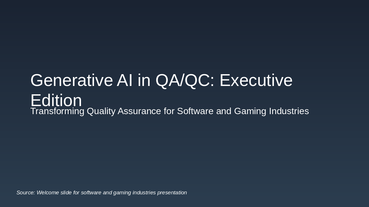 GenAI Revolutionizing QA/QC in Software & Gaming