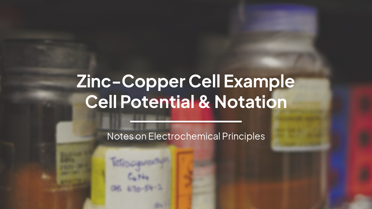 Slide 1 - Zinc-Copper Cell Example
Cell Potential & Notation