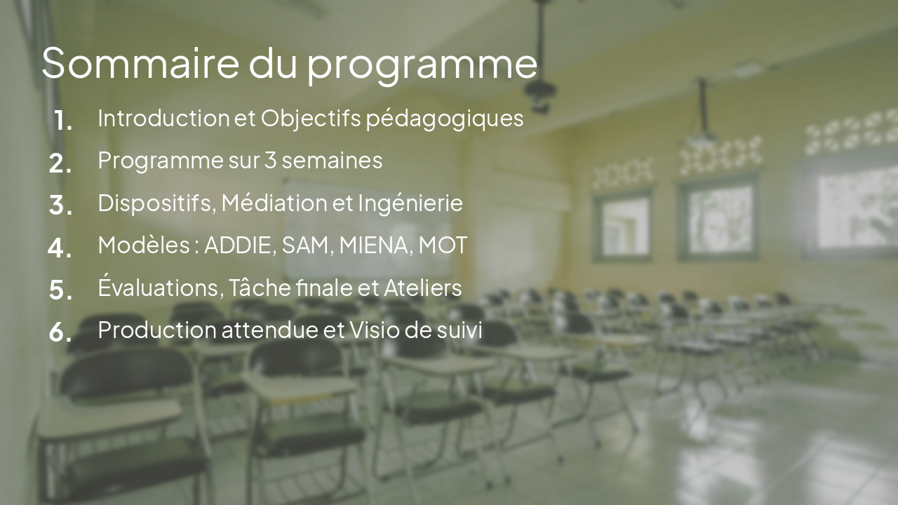 Slide 2 - Sommaire du programme