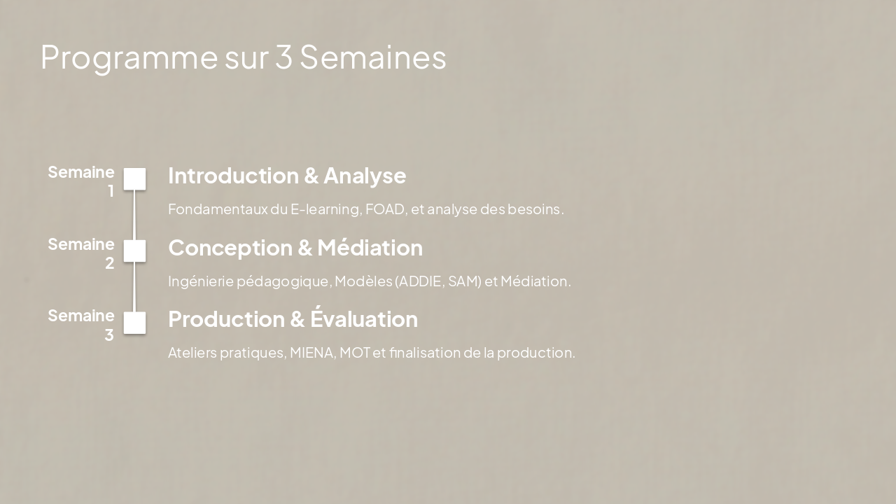 Slide 5 - Programme sur 3 Semaines