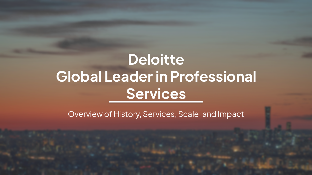 Deloitte: Global Leader in Professional Services – History, Services, Scale, and Impact