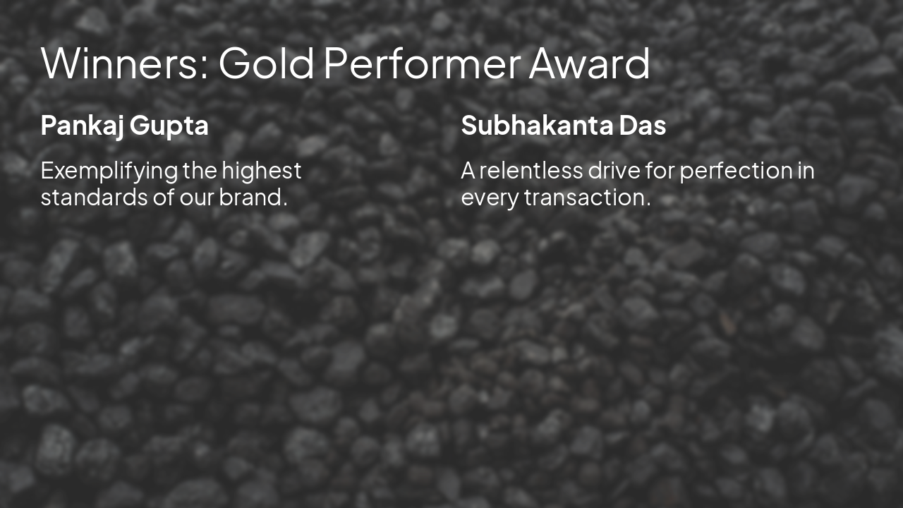 Slide 12 - Winners: Gold Performer Award