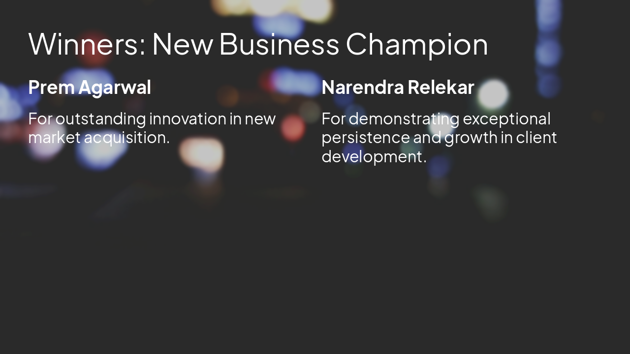 Slide 8 - Winners: New Business Champion