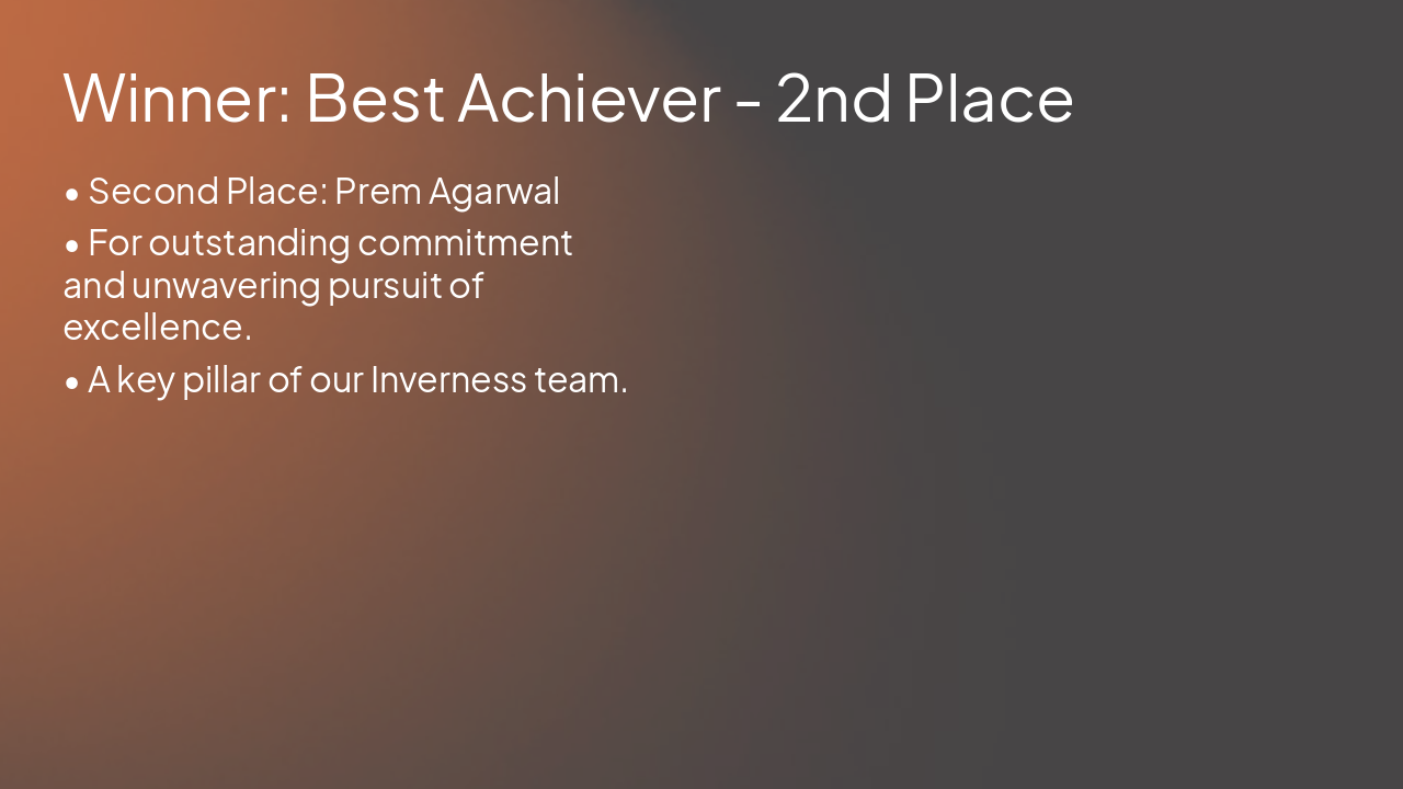 Slide 5 - Winner: Best Achiever - 2nd Place
