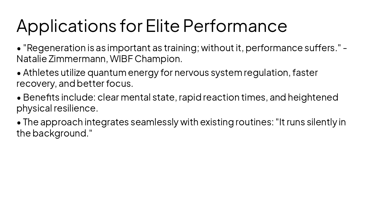 Slide 6 - Applications for Elite Performance