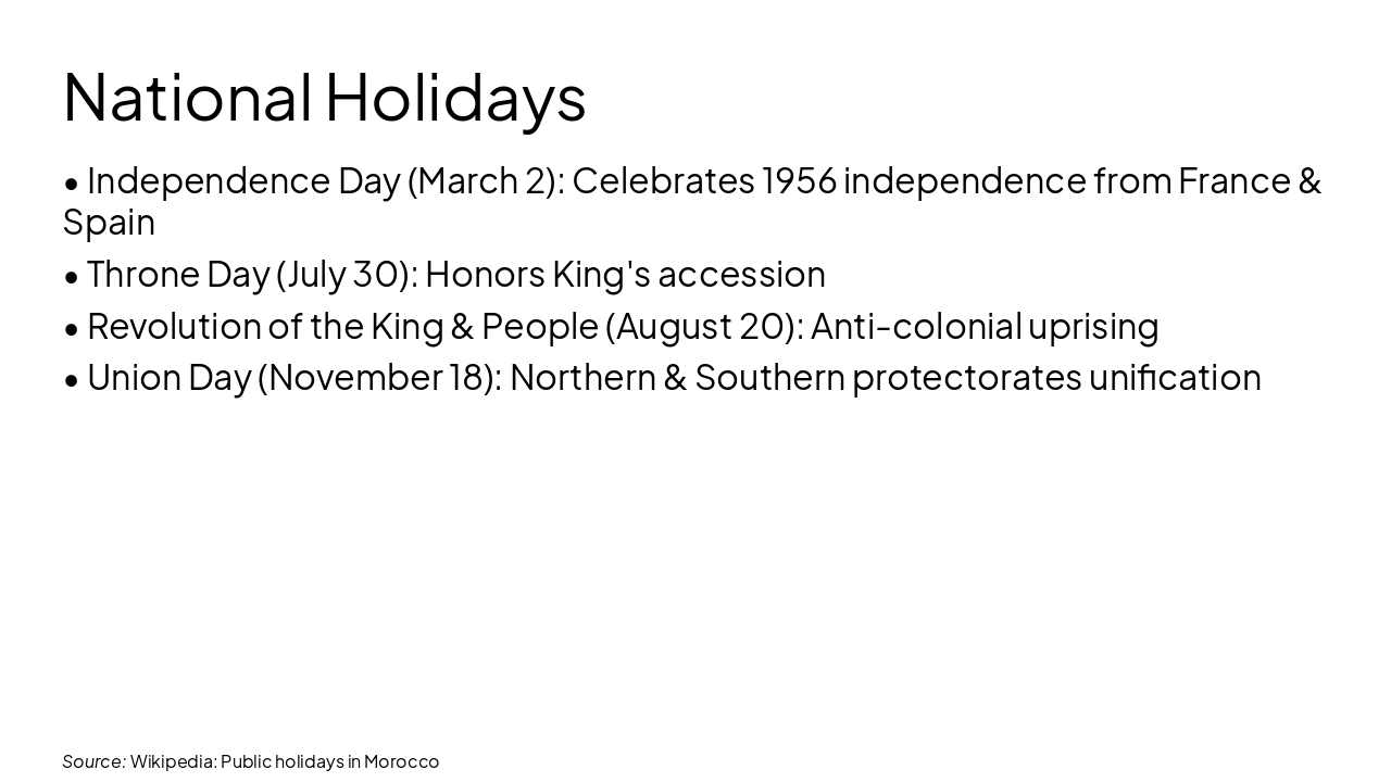 Slide 9 - National Holidays
