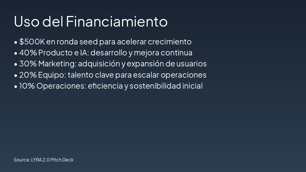 Slide 10 - Uso del Financiamiento