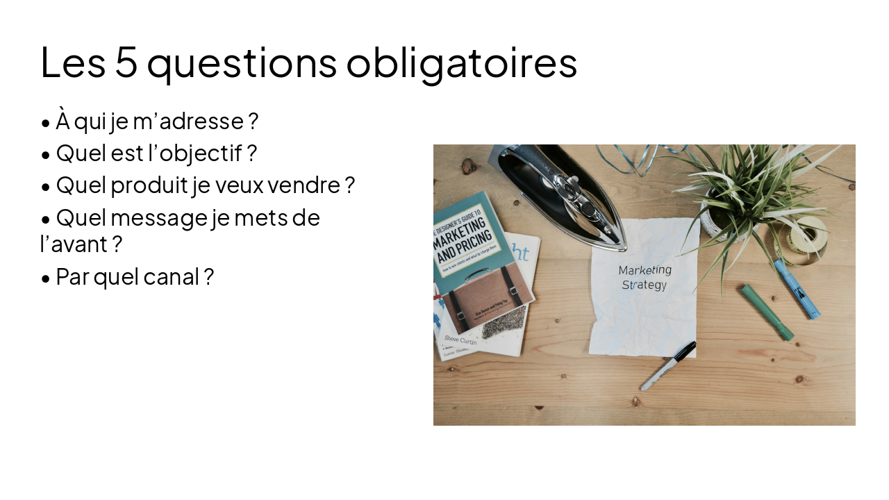 Slide 15 - Les 5 questions obligatoires