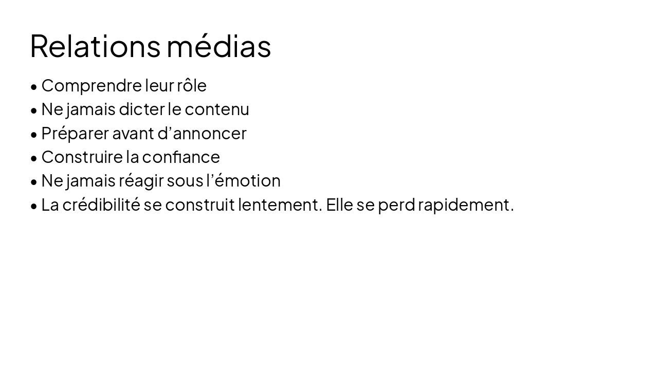 Slide 7 - Relations médias