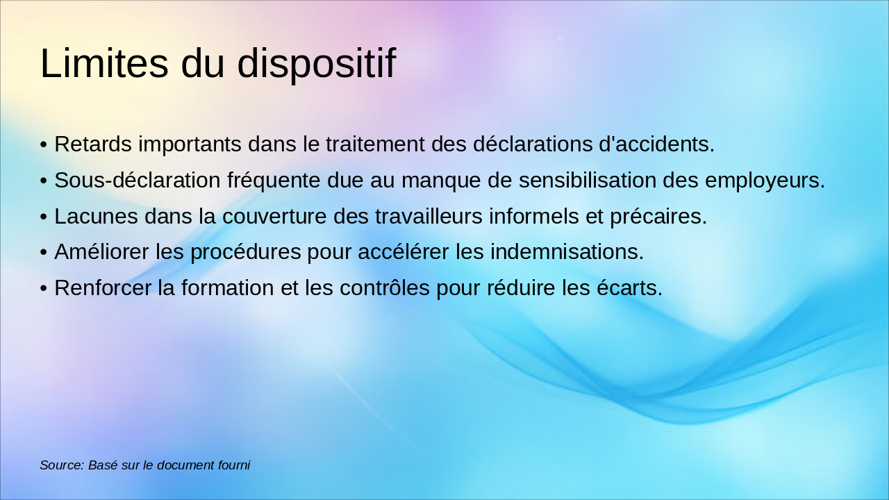 Slide 7 - Limites du dispositif