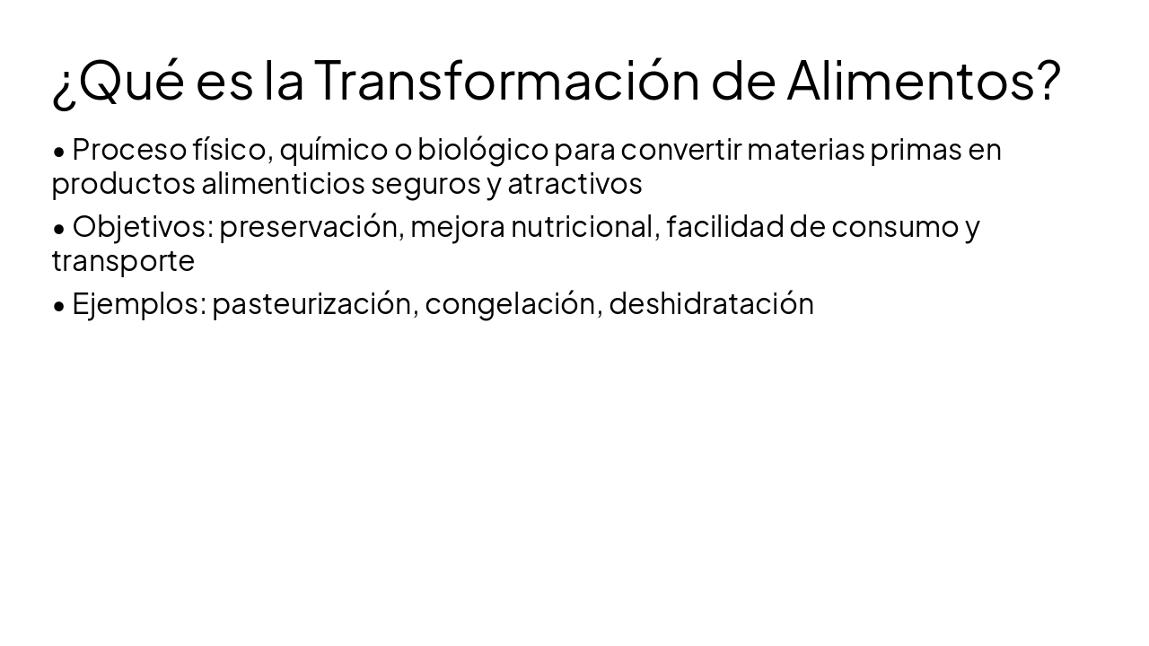 Slide 4 - ¿Qué es la Transformación de Alimentos?