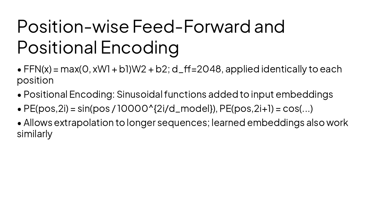 Slide 11 - Position-wise Feed-Forward and Positional Encoding