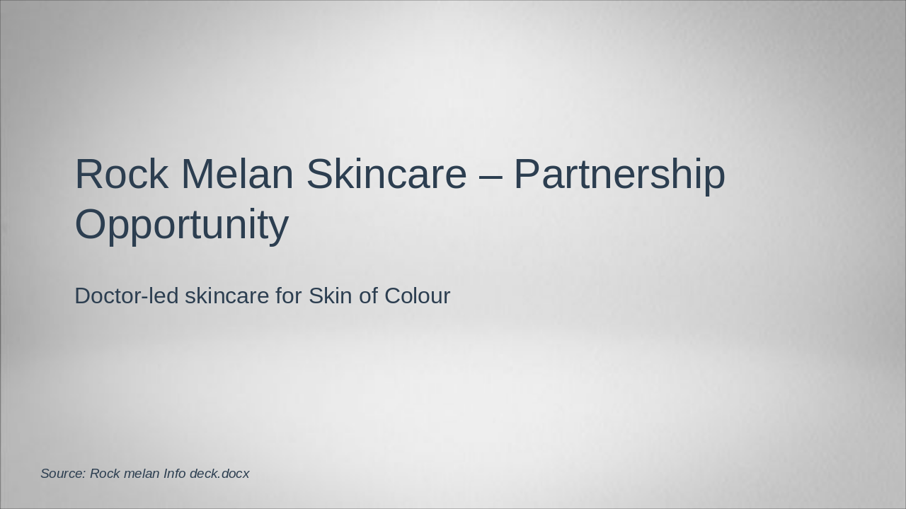 Rock Melan: Premium Partnership Pitch