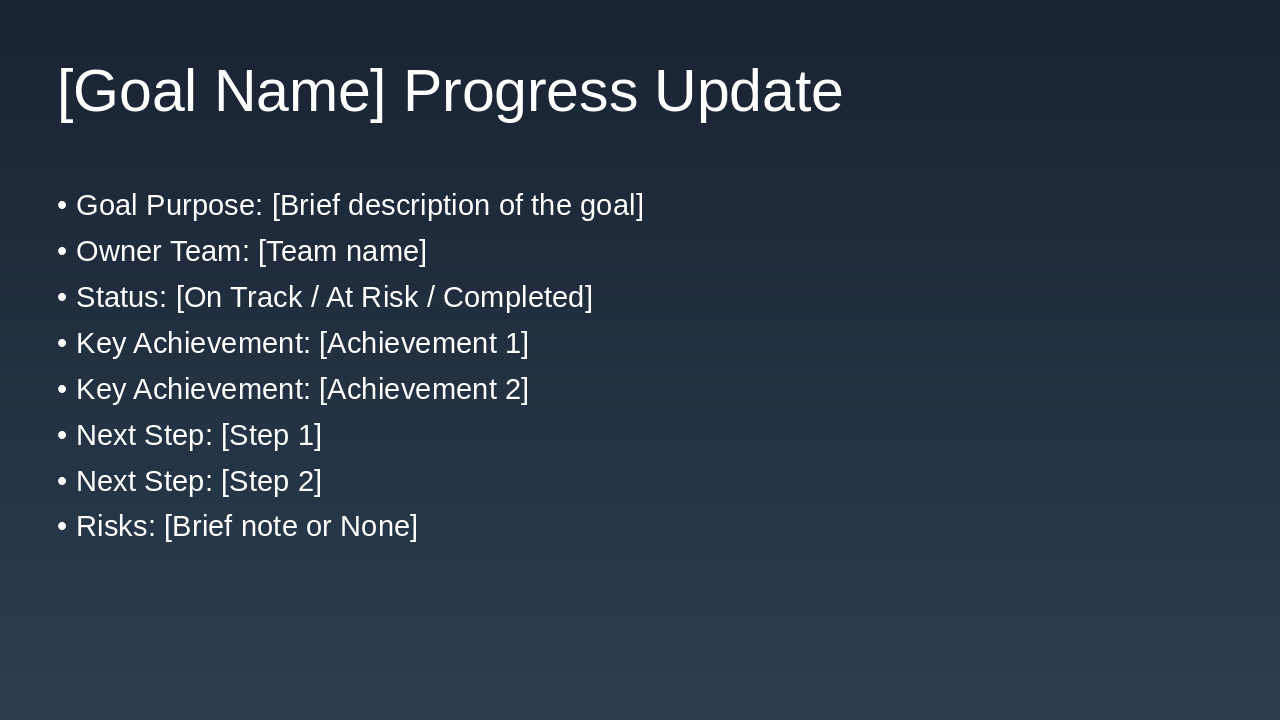 Short-Term Goals Progress Template (35 chars)