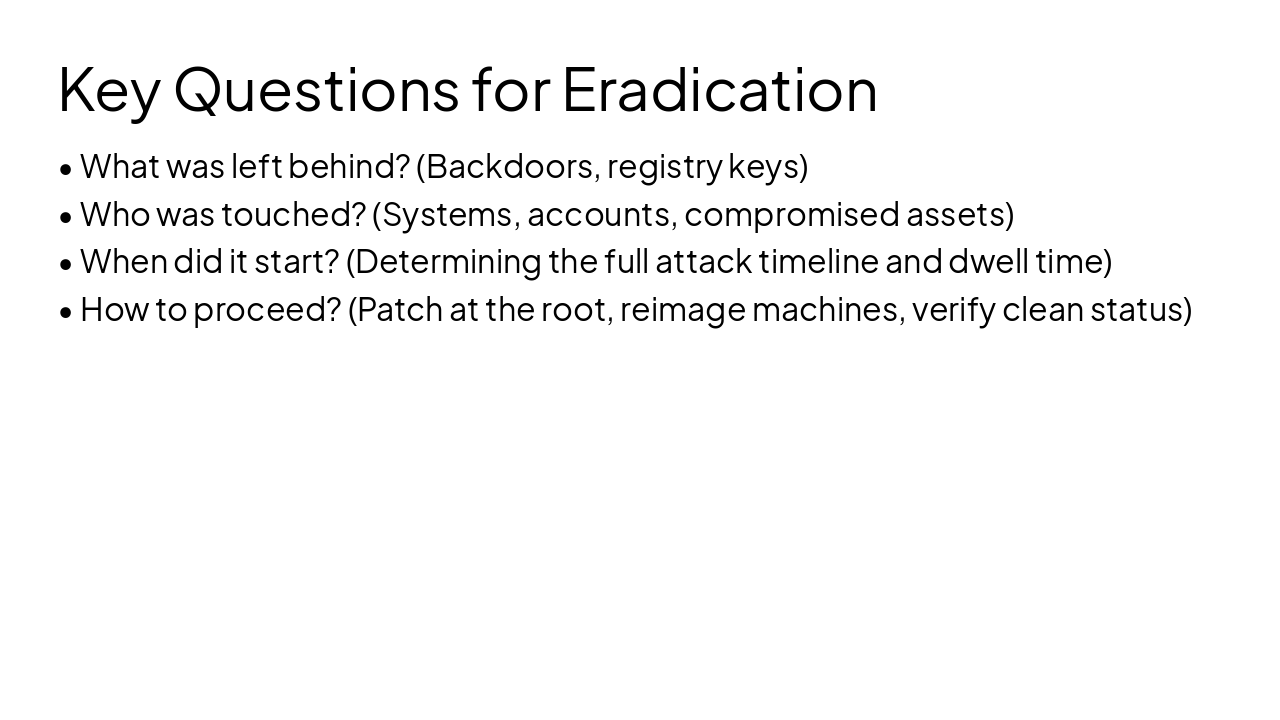 Slide 8 - Key Questions for Eradication